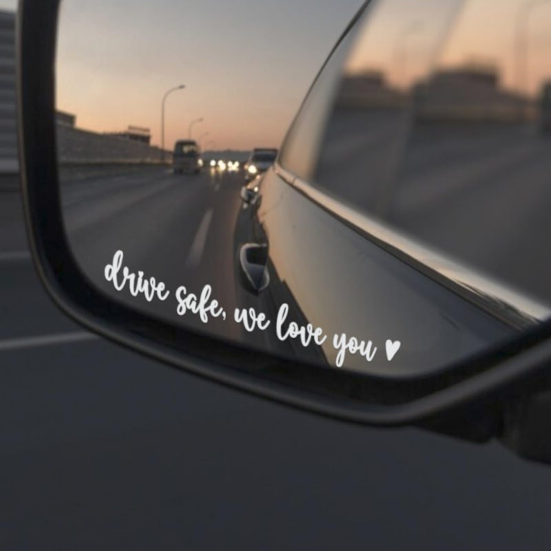 Hangwoous 3X Drive Safe We Love You Rearview Mirror Decal, Car Mirrors Sticker, Car Stickers For Women, I Love You Drive Safe Mirror Sticker - Image 5